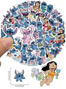 Disney 迪士尼 51 片装《星际宝贝》夏威夷夏日海岸度假趣味涂鸦贴纸，可爱卡通图案，适用于水瓶、日记本、电脑、滑板、冰箱、摩托车、笔记本、计划本等，适合成人、家庭、返校季、派对、生日等场合，可作为礼物或装饰品。 - 1 - 查看 4