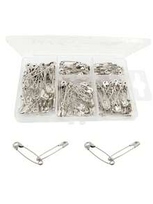 Set de 10 alfileres de plateados en caja de 5 ranuras - 10 piezas - Ver 3