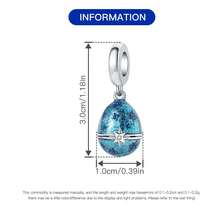 CYMYSS 1pc Gradient Blue Teardrop Pendant With Artificial Zirconia, Starry Sky Style Fashion Necklace Charm, Gift For Women On Valentine's Day/Birthday - Multicolor - View 4