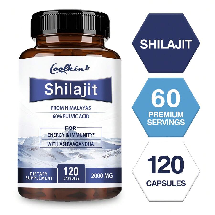 PSLALAE Shilajit - Reduces Stress & Anxiety, Promotes Heart & Bone Health, Boost Energy, Enhance Thinking And Memory, Boosts Immunity - 120pcs - 一瓶 - 試用階段 - 查看 1