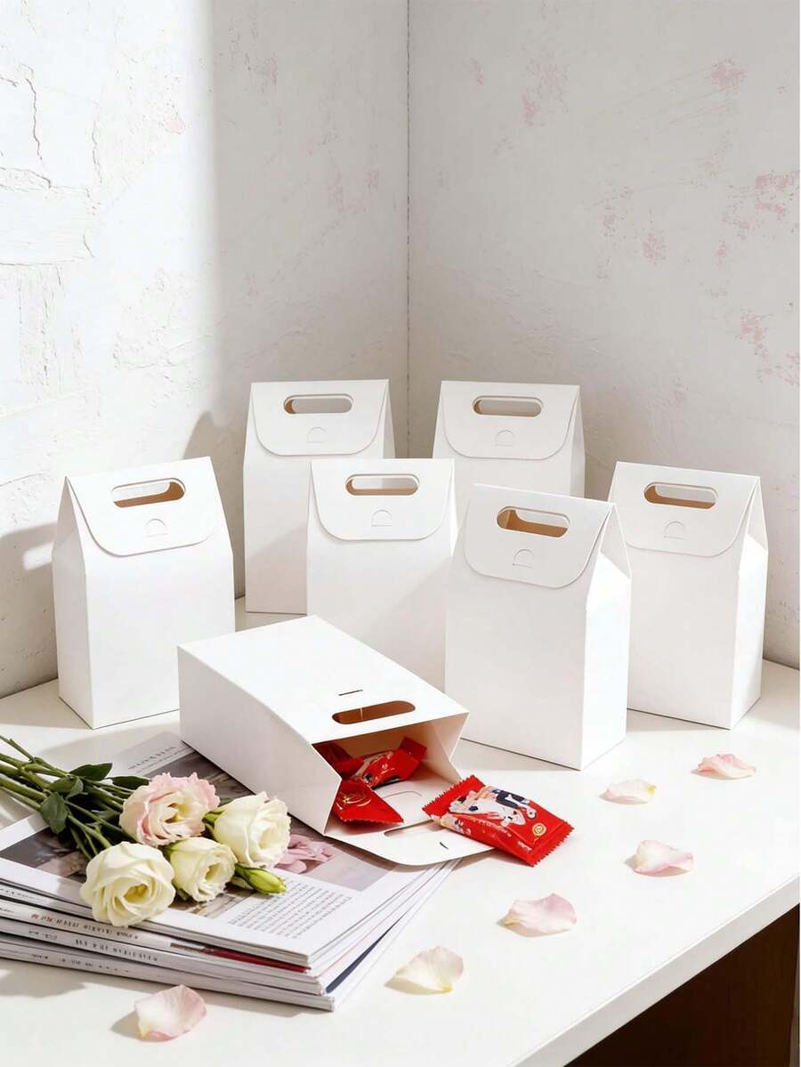 10/20 túi giấy Kraft nhỏ màu trắng có cửa sổ, hộp đựng bánh ngọt, túi đựng kẹo nougat mini, bánh quy, kẹo, bánh bích quy, đồ ăn nhẹ, quà tặng, túi giấy. - Xem 1