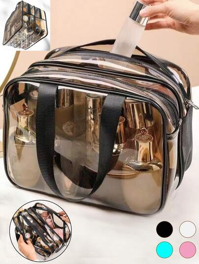 1pc Multi-Functional Cosmetic Organizer Bag, Waterproof Toiletry Bag, Portable Double Layer Makeup Bag, Travel Storage Bag, Cosmetic Storage Bag, Gift For Mother, Girlfriend/Friend, Graduation, Holidays, Travel Essential, Cruise Essential