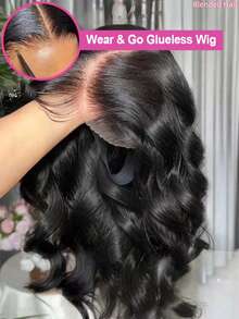 5x5 即戴即用型无胶黑色水波纹蕾丝闭合假发，巴西原生人发混纺，13x4 高清透明自然色水波纹蕾丝前额假发，预先拔毛，5x5 预剪自然发际线带婴儿发，200% 密度，5x5 深波纹短款波波头蕾丝前额假发，适合日常佩戴 - 自然色&黑色系 - 查看 2
