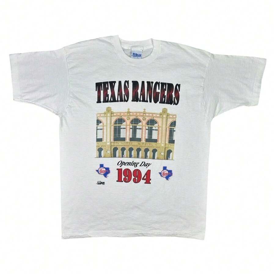 Vintage Salem Sportswear TexasRangers 1994 Opening Day Crew Neck Promo Tee Size XL MLBs Baseball Sports Nolan Ryan 1990's Single Stitch . - 白色 - 查看 1