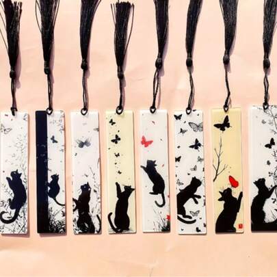 Bộ 8 bông hoa và lá bằng acrylic trong suốt có tua rua, thích hợp để trang trí sự kiện và làm quà tặng, phụ kiện tiệc tùng, chất liệu acrylic bền.