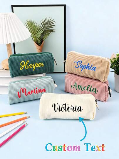1pc Custom-Printed Corduroy Pencil Case With Customizable Text Is An Essential School Supplies Organizer. These Bags Are Perfect For Students And Working Professionals, Making Them Ideal Gifts For Both. They Can Be Used As School Supplies Organizers, Cosmetic Organizers, Or Everyday Commuting Bags. Suitable As Back-To-School Gifts, Bridesmaid Gifts, St. Nicholas Day, Valentine's Day, Thanksgiving, Birthday Gifts, And Many Other Occasions.