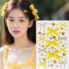 5pcs/Set These Bow & Heart Shaped Face Gems Allow You To Instantly Create A Sweet Yet Edgy Makeup Look, Perfect For Holidays, Concerts Or Themed Parties. The Combination Of Sparkling Rhinestones, 3D Bows And Heart-Shaped Crystals Adds Dimension And Texture To Your Face. - Multicolor - View 14