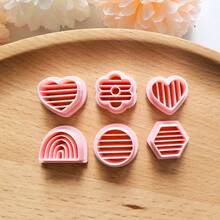 1pc/6pcs Mini Line Pattern Earring Mold, High Precision Clay Mold For Handmade Jewelry, Suitable For Pendant And Necklace Making, Geometric Hollow Clay Craft Tool, 6 Different Styles - Pink - View 4