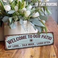 1pc Welcome To Our Patio Metal Sign, Decorative Metal Wall Art, Suitable For Home, Patio, Porch, Farmhouse, Indoor And Outdoor Use, Size: 4" X 16" - Multicolor - View 4
