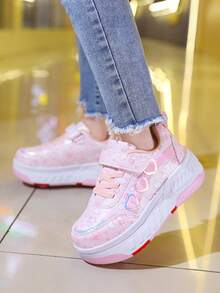 Girls' Roller Skates, Four-Wheel Skates, Small Four-Wheel Skates, Girls' Roller Skating Shoes, Suitable For All Seasons - Pink - View 7