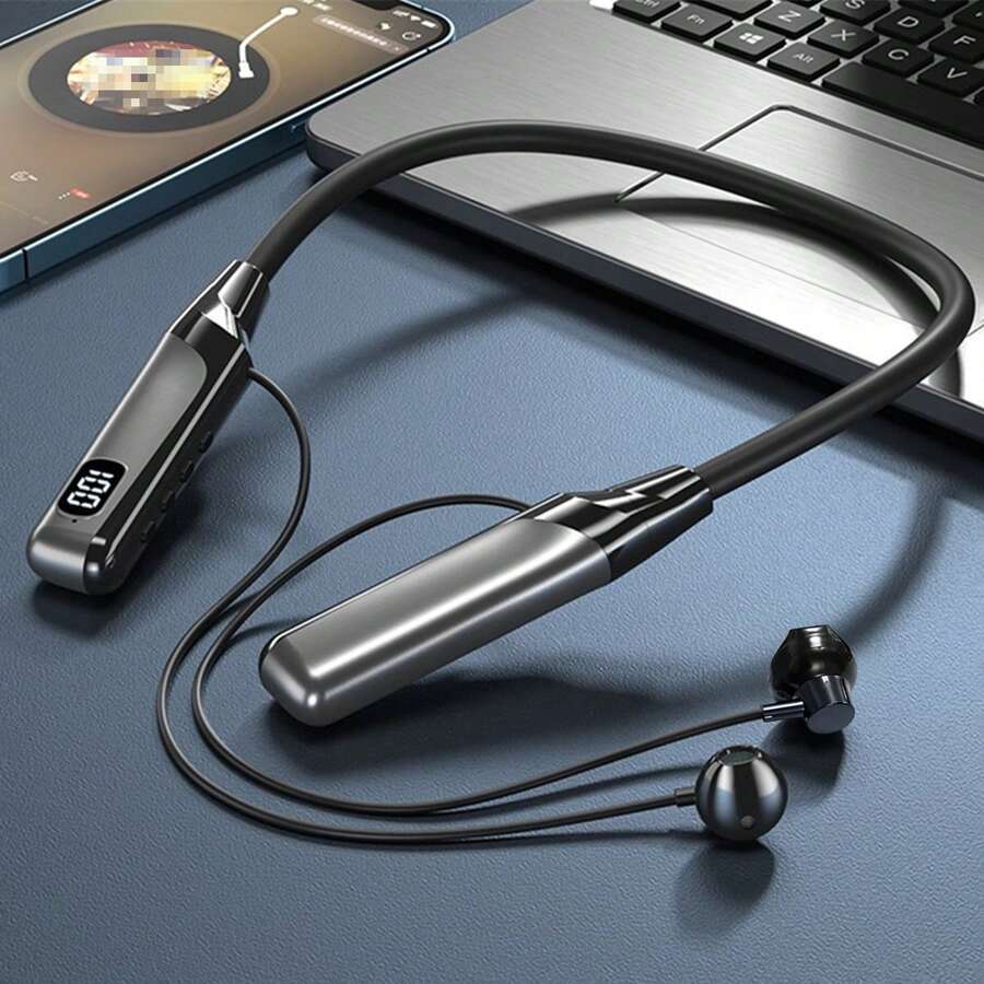 1pc Magnetic Design Wireless Sports Earphones, Button Control, Soft Silicone Comfortable, Flexible Bending, Neckband Style, HiFi Stereo, Wireless Music Earphones, Up To 60 Hours Playtime - Multicolor - View 1
