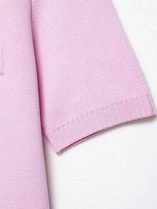 YROOE Women's Pink Metal Button Knit Short Sleeve Cardigan, Spring/Summer - Pink - View 5