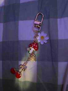 1pc/2pcs Fashion Elegant Red & Brown Billiard Ball, Cherry, Strawberry, Heart, Bow Knot, Irregular Brown Stone Pendant Charm, Suitable For Daily Bag Decoration, Car Key Chain - 彩色 - 查看 1