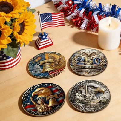 4/12/100 piezas Posavasos de madera resistentes al calor, conmemorando el 250 aniversario de la independencia de Estados Unidos. Protegen las superficies de las mesas, adecuados para la sala de estar, la cocina, también son un favor de fiesta patriótica.