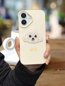 个性化刺绣小狗皮革纹理手机壳，可爱小熊手机壳，精美手机壳，个性化手机保护套，兼容苹果17、16、15、14、13、12、11 Pro Max、14、15、16 Plus、17 Air，烫金字母全包保护套，时尚手机壳DIY礼物，生日礼物、圣诞礼物、送给她的礼物、个性化礼物、Etsy/定制产品、送给她的定制礼物、周年纪念/结婚礼物 - 粉色 - 查看 7