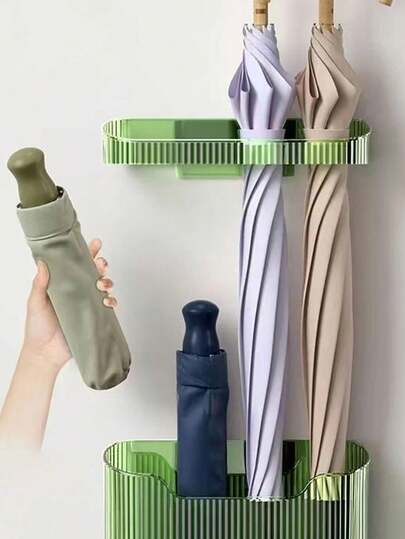 1pc Wall-Mounted Umbrella Holder, Umbrella Storage Rack For Behind The Door, Drill-Free Umbrella Stand For Entryway