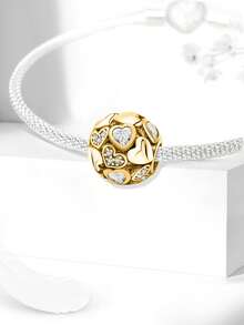 2pcs/Set Fashionable Heart & Eiffel Tower Bead Pendant, Suitable For Women Bracelet, Bangle DIY Jewelry Making And Daily Outfit Matching - Gold - View 7