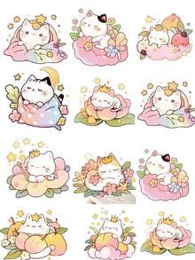 33pcs New Cute Cat Stickers, Creative Funny Kitten Painted Illustration Stickers, Waterproof Self-Adhesive - Kitten - View 1