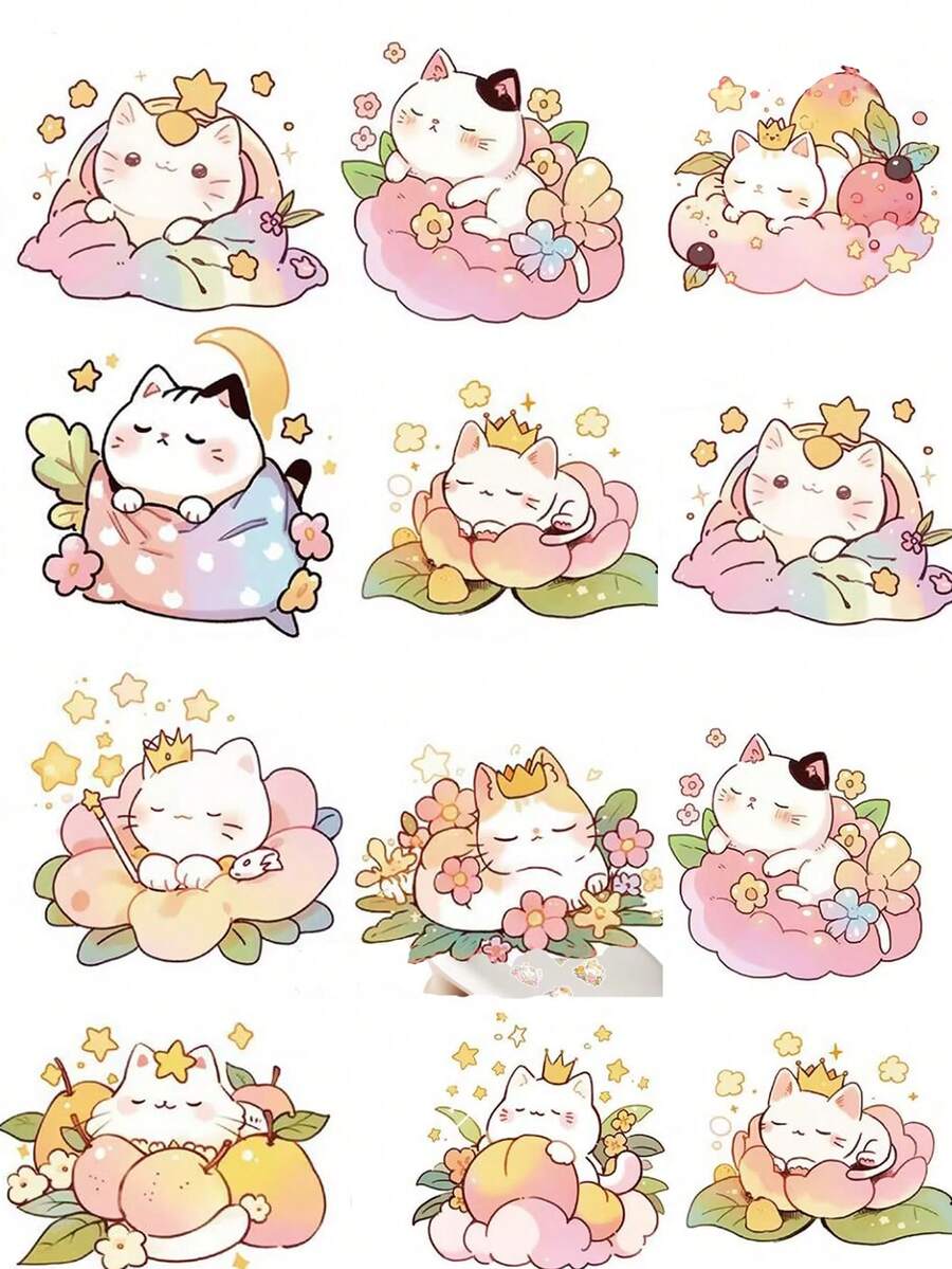 33pcs New Cute Cat Stickers, Creative Funny Kitten Painted Illustration Stickers, Waterproof Self-Adhesive - Kitten - View 1