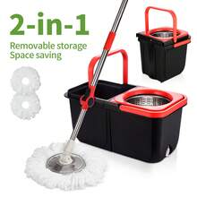 BN BY NEE This Spinning Mop And Bucket Set With A Water Filter Is Perfect For Bathroom Use. It Includes A 360° Rotating Mop Bucket System, Three Microfiber Mop Replacement Heads, And A 61-Inch Adjustable Stainless Steel Handle For Effective Floor Cleaning. - 分離桶 - 查看 5