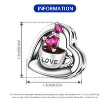 CYMYSS 1pc Couple Style 925 Silver Plated Artificial Zirconia Heart Coffee Cup Pendant, Gift For Women On Valentine's Day/Anniversary - Multicolor - View 4