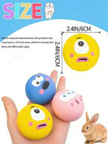 [1/3pcs] Dog Squeaky Toys, Cute Big Eye Design, Durable Rubber Pet Chew Toys With Squeaker, Interactive Training Supplies For Small Dogs - Multicolor - View 2