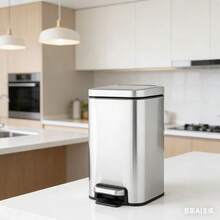 10L Stainless Steel Slim Step Trash Can​ – Sleek Silver Pedal Bin With Soft-Close Lid & Removable Liner. Slim Design Fits Tight Spaces, Holds 2.6gal (4gal Bags). Brushed Fingerprint-Resistant Finish. Perfect For Kitchen, Office, Bathroom. - 查看 5