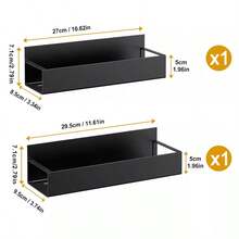 2Pcs Black Spice Rack For Refrigerator Oven Fridge Shelf Space Saving No-Drill - View 2