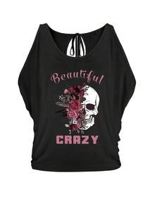 Plus Size - Plus Size - Modern Style Women's Oversized Top, Unique Design Featuring Large Sizes And Off-Shoulder Details.Elegant Strapless T-Shirt, Perfect For A Casual Vintage Look.It's An Excellent Gift Idea For Friends - màu đen - Xem 2