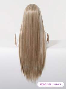 30" 13x4 Glueless Lace Front Wig, Long Ash Blonde With Highlights Long Straight Synthetic Wigs For Women, Heat Resistant Fiber For Daily Wear - 金色 - 查看 4