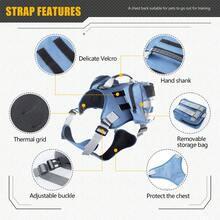 Military Style Dog Harness With Detachable Pouch, Breathable Pet Vest For Walking, Camping, Travel - Blue - View 2