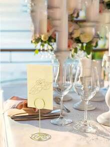 2pcs Peacock Pattern Electroplated Business Card Holder, Office Desk Note Clip, Wedding Table Card Clip, Party Table Name Card Holder - View 4