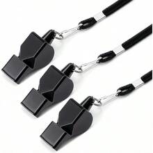 Sports Whistle 3 PCS Professional Whistle Loud Referee Whistles With Lanyard Black Train Whistles For Coaches, Referees, Lifeguards, Emergency Outdoor Sports - C - View 1