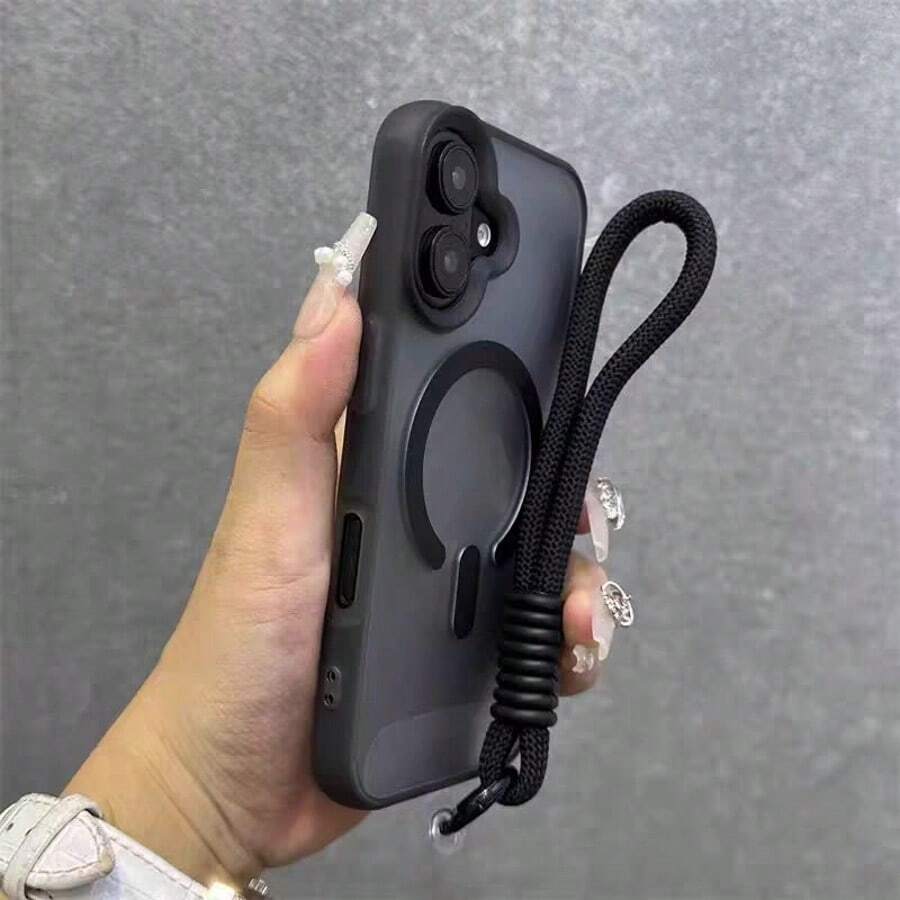 New Compatible With IPhone 16 Pro Max Phone Case, Dopamine Matte Skin-Friendly Feel, Suitable For IPhone 17 Air 16 Phone Case, Magnetic High-End Texture, 15 Pro Niche 14 Viral Model 13 Super Anti-Drop, 12 Couple Model Unisex 16 Plus Protective Case - Black - View 1