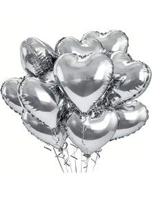 21pcs/Set, Pink, Rose Gold, Silver, Purple, Fuchsia, Green, Blue, Mixed Color, Red Heart Foil Balloons And Ribbons, Suitable For Valentine's Day, Wedding, Bridal Engagement, Party, Anniversary Decor, Wedding Decoration, Mother's Day Decor - Red - View 7