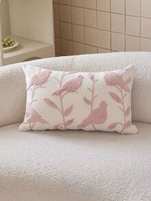 LCUHPCL 1pc Spring/Summer Charming 3D Embroidered Bird & Tree Decorative Pillow Cover, Suitable For Living Room, Bedroom, Party, Sofa And Various Environments - Pink - View 14