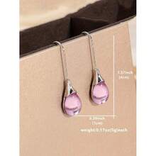 Elegant Teardrop Pendant Earrings In Multiple Colors, Women's Chic Jewelry Accessories, Gift For Festivals - Blue - View 5