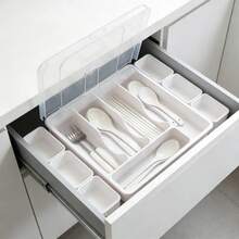 ✨ Organizador de Cubiertos para Cajón de Cocina | Tapa Antipolvo Multicompartimento para Cucharas, Tenedores y Palillos - Ver 7