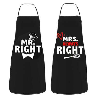 1pc Black Couple Apron, Simple Household Kitchen Anti-Fouling Apron, Valentine's Day Gift