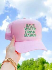 1pc Women's Outdoor Printed SAVE WATER Adjustable Rope Sponge Mesh Cap, Sun Protection Casual Hat For Spring/Autumn Travel, Fashion Versatile Sun Hat For Men And Youth, Y2K Style - Baseball Mesh Cap - View 1