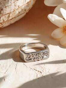 定制个性化名字说唱歌手风格心形和蕾丝花雕花戒指，父亲节礼物，母亲节礼物，情人节礼物，生日周年纪念礼物，毕业礼物，圣诞礼物，送给家人、朋友和同学的高端礼物，时尚、秋季时尚、复古、野性、朋克定制、个性化、独特，适合送给女朋友、妈妈、家人、朋友、女儿、她、祖父母、男朋友、爸爸、儿子的周年纪念日、生日、日常穿着、舞会、母亲节、情人节、毕业典礼、婚礼、父亲节、派对 - 銀色 - 查看 20