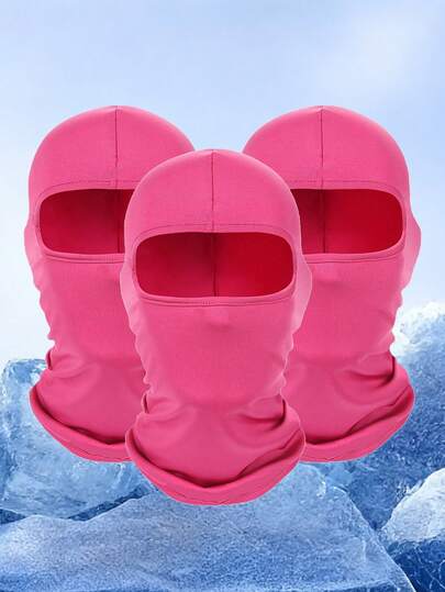 1/2/3件装男女通用纯色拉法帽滑雪面罩，全脸覆盖颈部保暖套，适合骑行、户外活动，四季皆宜