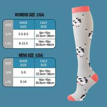 6双装奶牛纹过膝压缩袜，男女通用，适合运动、骑行、徒步、护理等场合，可爱动物图案，2026新款设计，生日礼物压缩袜 - 彩色 - 查看 6