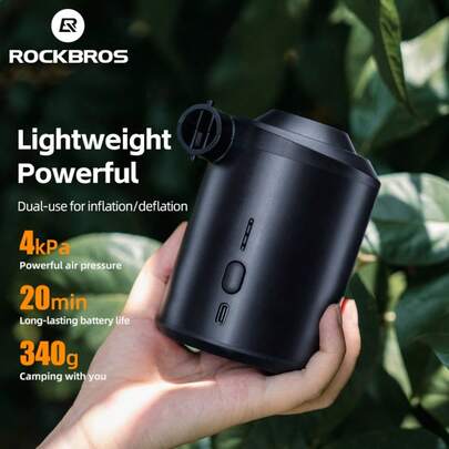 ROCKBROS 1 pieza Bomba de aire portátil de doble función: Desinflado/Inflado con 3 boquillas para una mayor compatibilidad, se ajusta a varios puertos de inflado, adecuado para colchones de aire, sofás inflables, botes inflables, aros de natación, piscinas y talla grande