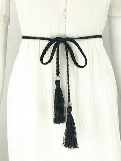 Thắt lưng dệt trang trí tua rua đa năng, phong cách thường ngày