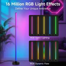 SILAMPDI Lampara de Piso LED Inteligente Lampara de Pie con Control Remoto y Aplicación,RGB Lámpara de Pie Fancy leds DIY Iluminación Ambiental LED es Adecuada para Sala Recamara Sala de Juegos Gamer - RGB - Ver 3