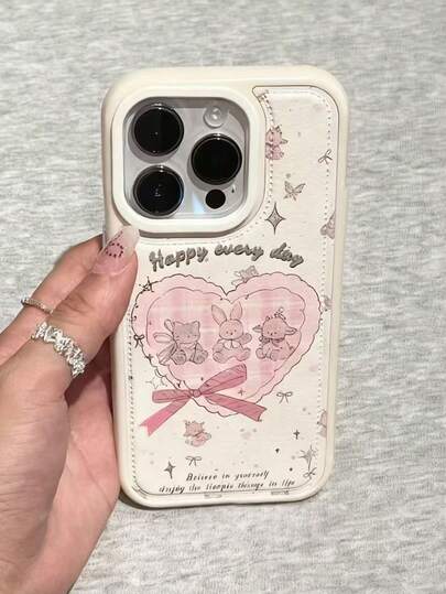 1 PC, Ins Cartoon Young Girl Heart Love Animals Suitable For Iphone17 / Iphone17promax Iphone16 Pro Max/Iphone15 Pro/Iphone14 Iphone13/12/11, Suitable For Family/Friends/Sister/Girlfriend On Valentine's Day Gift/Birthday Gift/Mother's Day Gift
