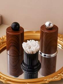 1 pieza Caja de almacenamiento de palillos de madera, Botella de palillos, Contenedor de palillos, Organizador de hisopos de algodón - Ver 10