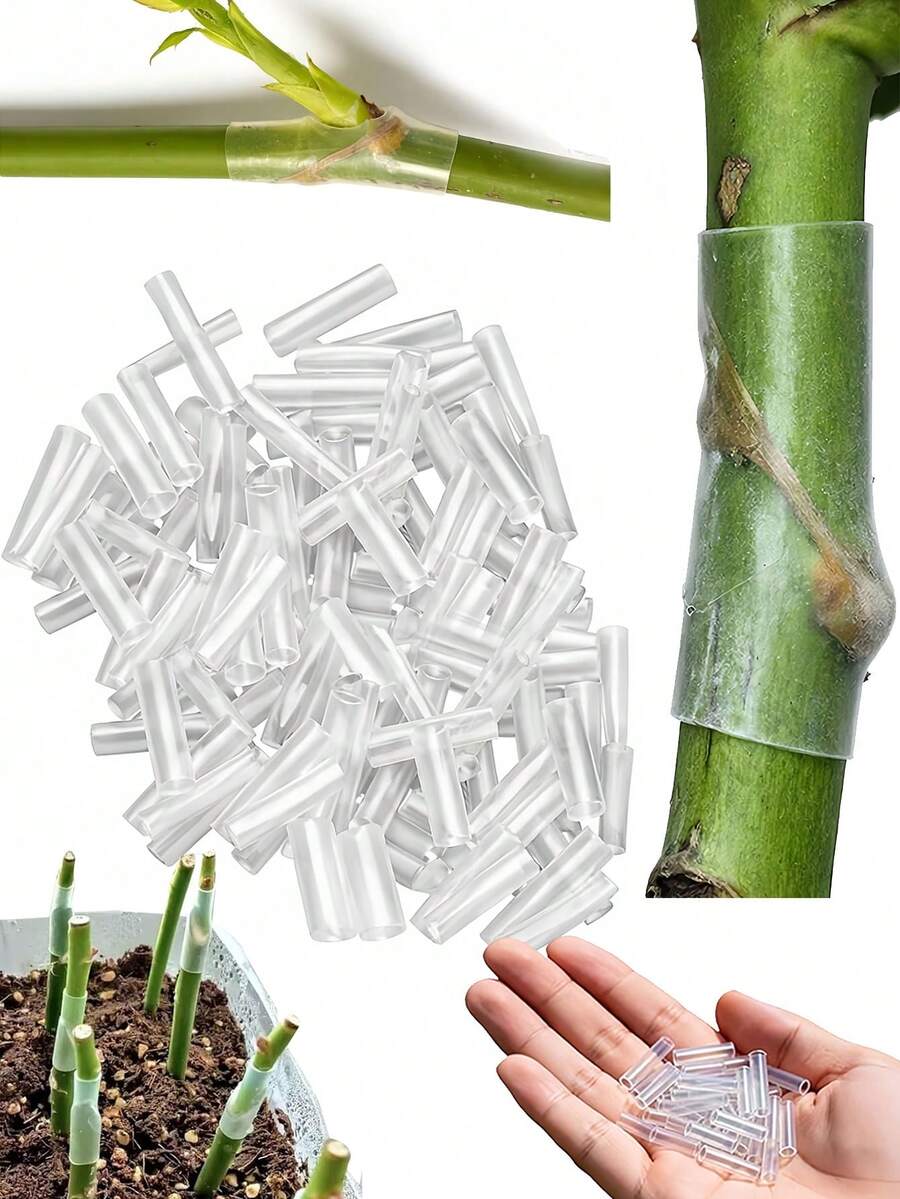 100个植物嫁接套管，果树硅胶嫁接管，3-7.5毫米柔性嫁接夹，果树，植物，断枝修复工具，花卉