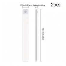 2 piezas Luz nocturna LED plateada ultra delgada de 10/20/30/40 cm, luz de gabinete, luz de armario con sensor, luz de cocina recargable por USB, regalo para boda y graduación - Plata - 2 piezas - Ver 14